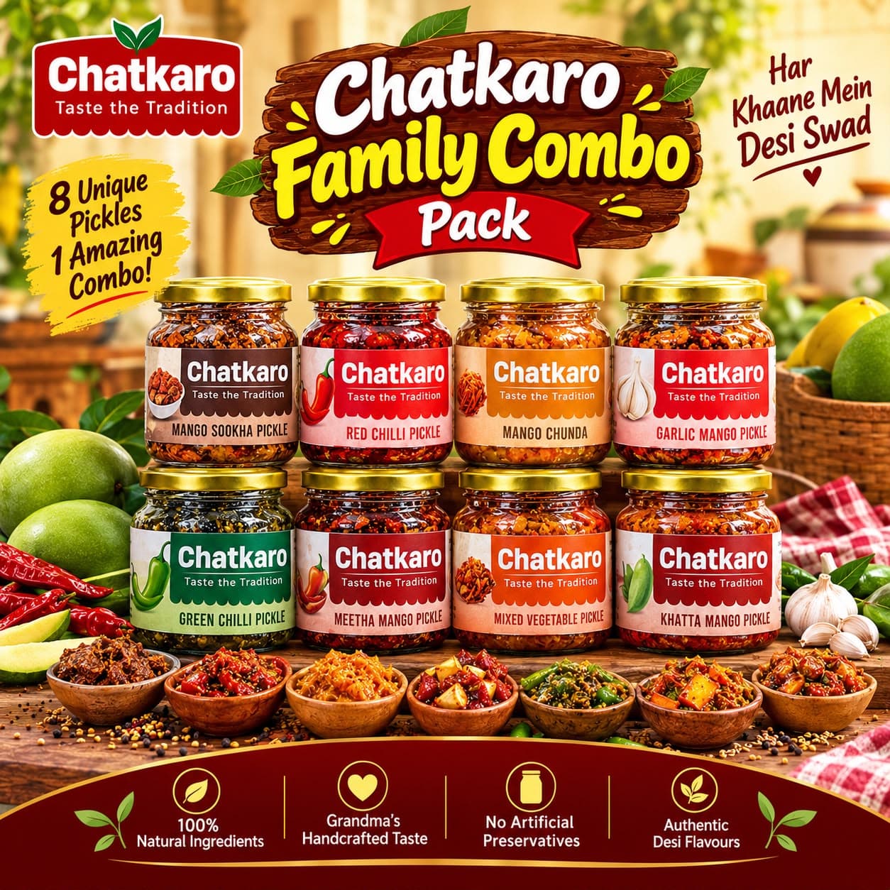 Chatkaro Family Combo Pack (8 Jars) 250gm each