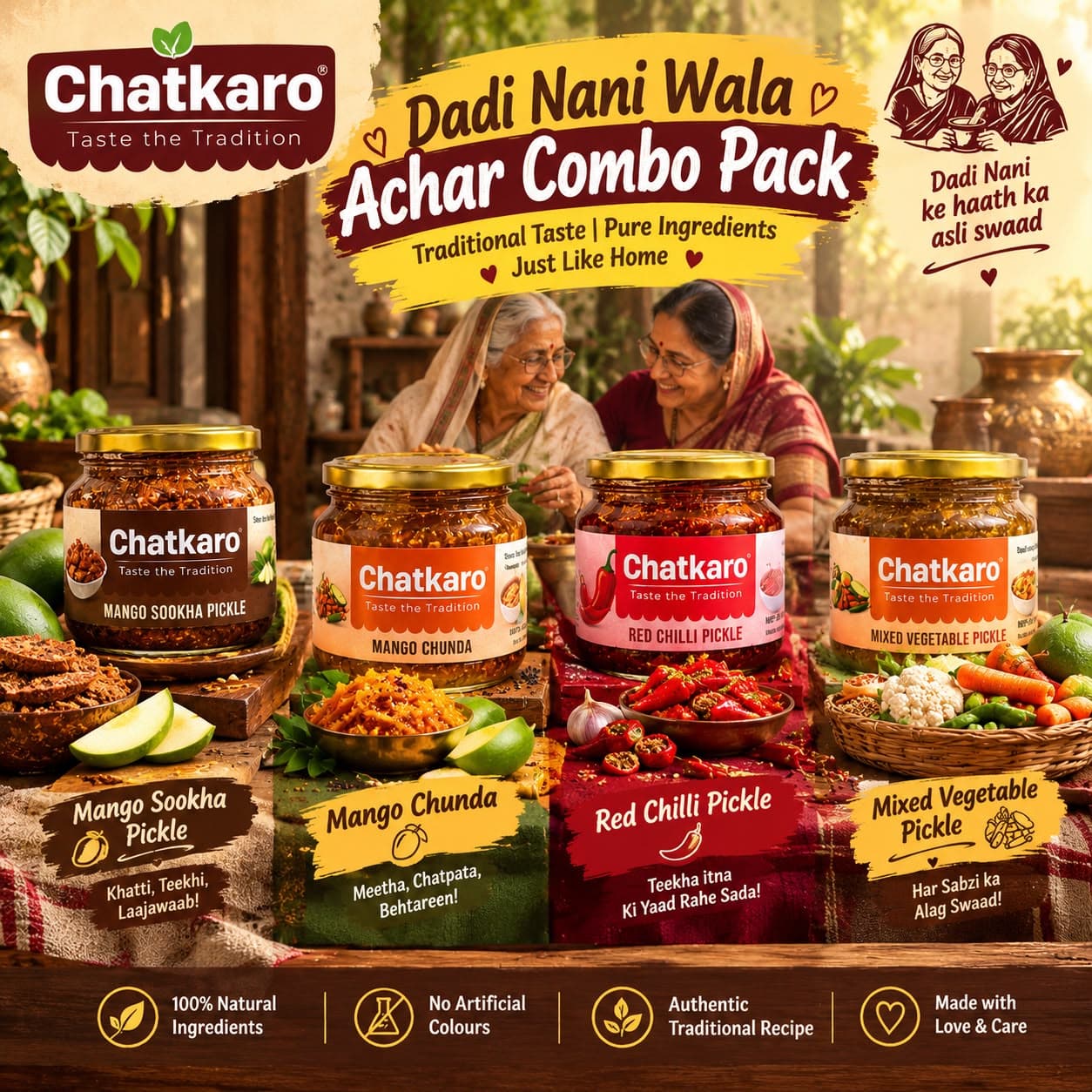 Dadi Nani Wala Achar Combo Pack(4 Jars) (250gm each)